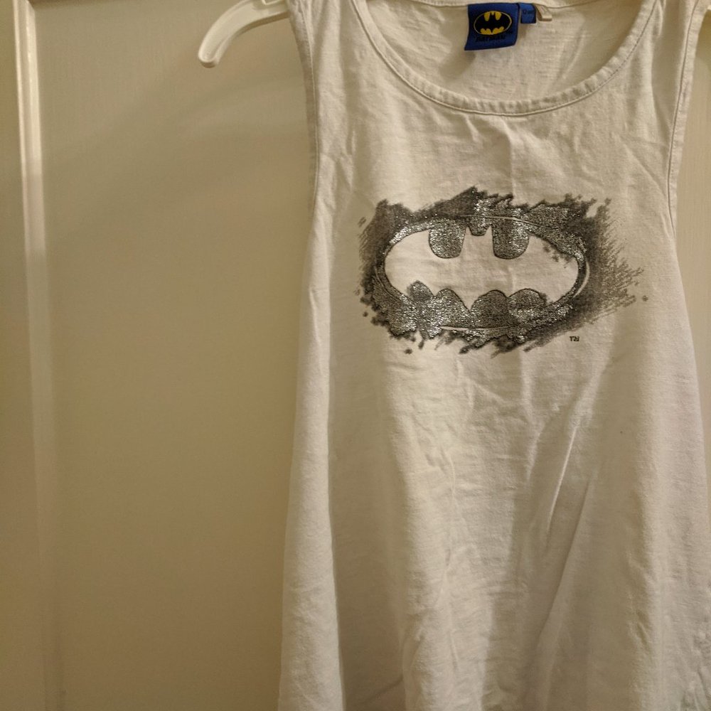 Batman Grafiti Glitter White Athletic Tank Top